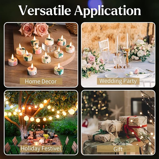 Eywamage Christmas Flameless Tealights with Remote Batteries, Realistic Flickering Xmas LED Tea Votive Candles Holiday Decor Set of 12