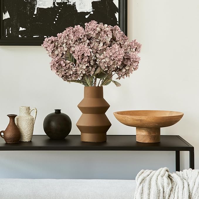 Fake Flowers Hydrangea Silk Flowers With Stems White Flowers Fake Flowers In Vase Hydrangea Artificial Flowers Winter Flowers Artificial For Decoration Vase Decor 24"(Brown )8PCS Wthout Vase