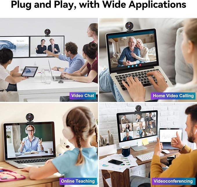 2K AI Webcam for PC,1080P 60fps TOF Computer Camera with 8X Digital Zoom USB 3.0 Webcam with Remote Control/HDR/Dual Noise Cancelling Mics for Streaming & Meeting on Zoom/Teams/Facetime