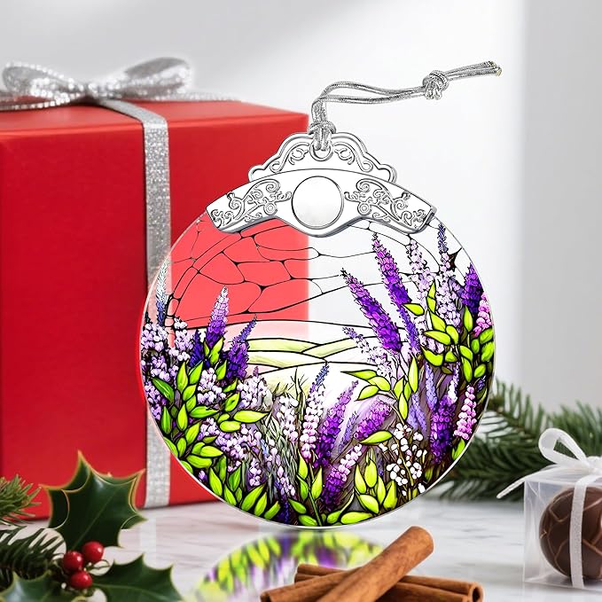 Christmas Ornaments: Stained Glass Ornament, Christmas Tree Ornament, Hanging Ornaments for Home Decor & Xmas Tree Decorations â Exquisite Holiday Decor, Gifts & Holiday Present - Lavender