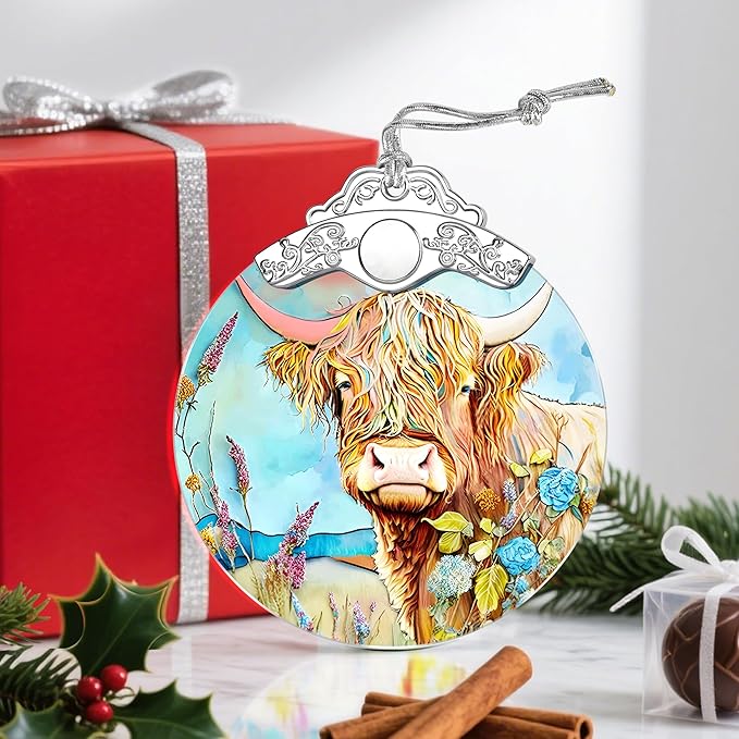 Christmas Ornaments: Stained Glass Ornament, Christmas Tree Ornament, Hanging Ornaments for Home Decor & Xmas Tree Decorations â Exquisite Holiday Decor, Gifts & Holiday Present - Cattle
