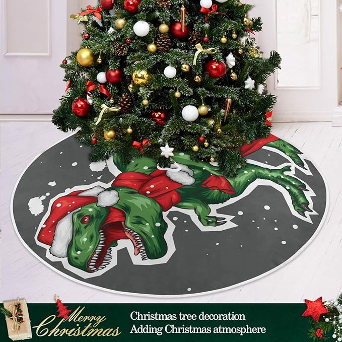 SUABO Christmas Dinosaur 48 Inch Christmas Tree Skirt, Soft Xmas Tree Mat for Party Decoration Holiday Decor Christmas Decorations Indoor Outdoor…