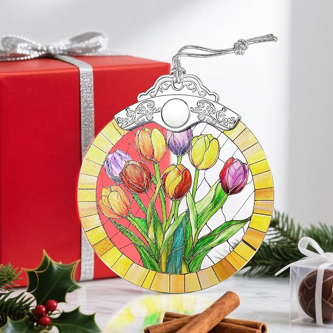 Christmas Ornaments: Stained Glass Ornament, Christmas Tree Ornament, Hanging Ornaments for Home Decor & Xmas Tree Decorations â Exquisite Holiday Decor, Gifts & Holiday Present - Tulips