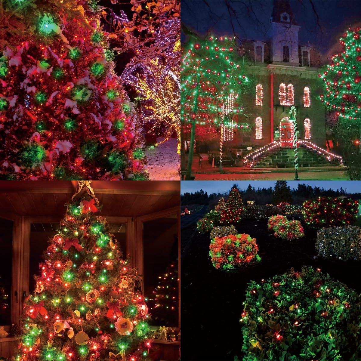 1200LED (24pk of 50L) String Lights, LED Christmas Lights, 6" SPACING,Green Wire, Red and Green