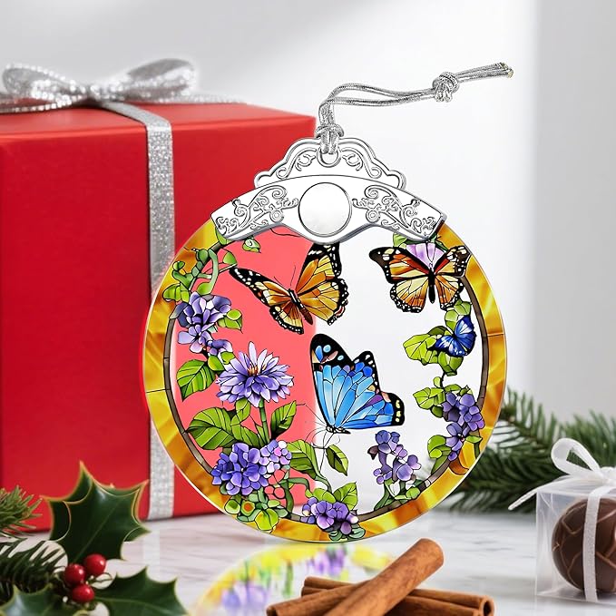 Christmas Ornaments: Stained Glass Ornament, Christmas Tree Ornament, Hanging Ornaments for Home Decor & Xmas Tree Decorations â Holiday Decor, Gifts & Holiday Present - Monarch Butterfly