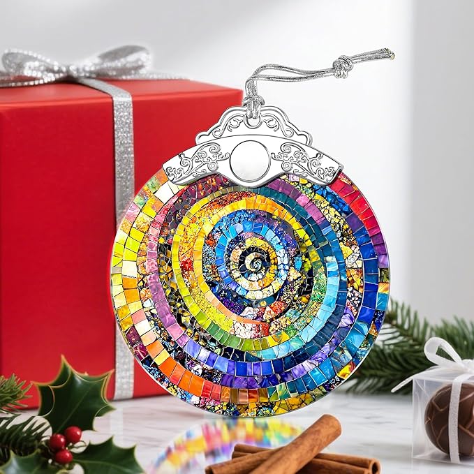 Christmas Ornaments: Stained Glass Ornament, Christmas Tree Ornament, Hanging Ornaments for Home Decor & Xmas Tree Decorations â Exquisite Holiday Decor, Gifts & Holiday Presents - Rainbow Spiral
