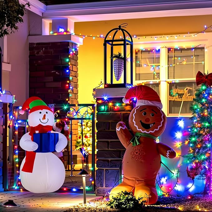 C7 60 LED Battery Operated Christmas Lights,Battery Powered Multicolor Waterproof Bulbs,21.3 FT 8 Modes with Auto On/Off Time for Xmas Tree Garden Patio Indoor Outdoor Christmas Decorations