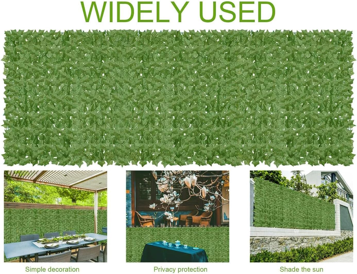 Artificial Ivy Privacy Fence Wall Screen,160x60 in in in UV-Anti Faux Greenery Backdrop Ivy Vine Leaf Hedges Fence Panels for Patio, Balcony, Garden, Backyard Indoor Outdoor Green Wall Decor