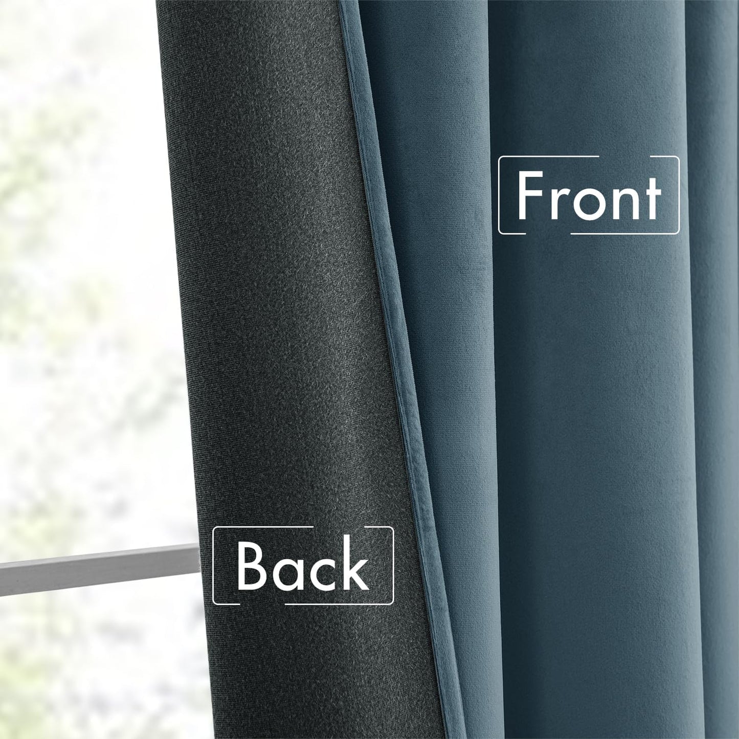 MIULEE Stone Blue Velvet Curtains 90 inches Long 2 Panels - Luxury Pinch Pleated Room Darkening Window Drapes for Bedroom Living Room Thermal Insulated Super Soft, Back Tab Rod Pocket Light Blue
