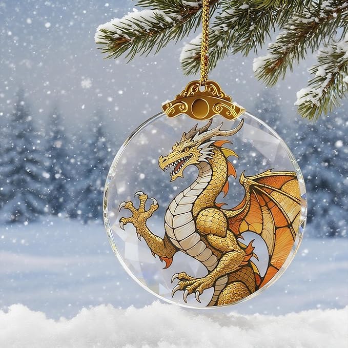 Dragons Christmas Ornaments, Fourth Wing Merch, Wing Dragon Gifts Bookish Decor, 2.75" Glass Fantasy Dragon Ornament for Christmas Tree, Bookshelf & Fantasy Room Decor