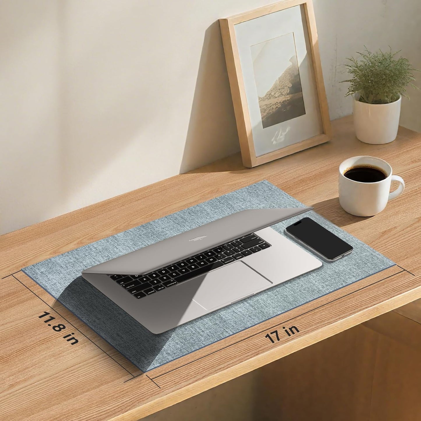 DOLOPL Placemats Set of 6, Reversible Wipeable & Heat Resistant Place Mats, Modern Faux Leather Table Mats for Kitchen, Neutral Waterproof Tablemats for Dining Table Decor, Wedding, Party(Dusty Blue)