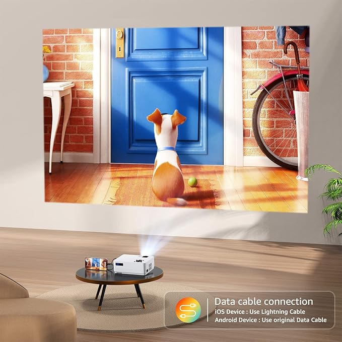 Projector with 5G WiFi and Bluetooth, Native 1080P Projector, Full HD 18000LM Movie Projector, 100" Display Home Theater, Compatible with Phone/Laptop/TV Stick (White, Projector Bag Included)