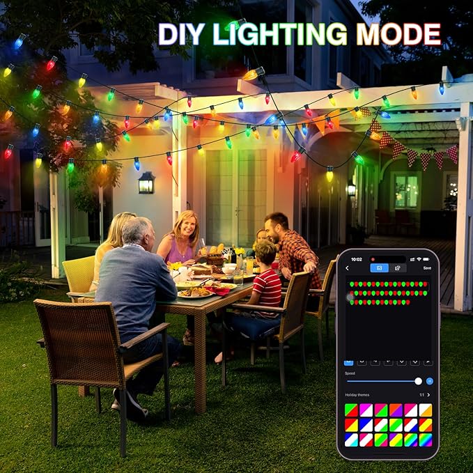 Smart C9 Christmas Lights Outdoor, 78FT 100LED RGB Color Changing String Lights, App&Remote Control, Music Sync, Connectable LED Christmas Tree Lights for Outdoor House Holiday Decoration