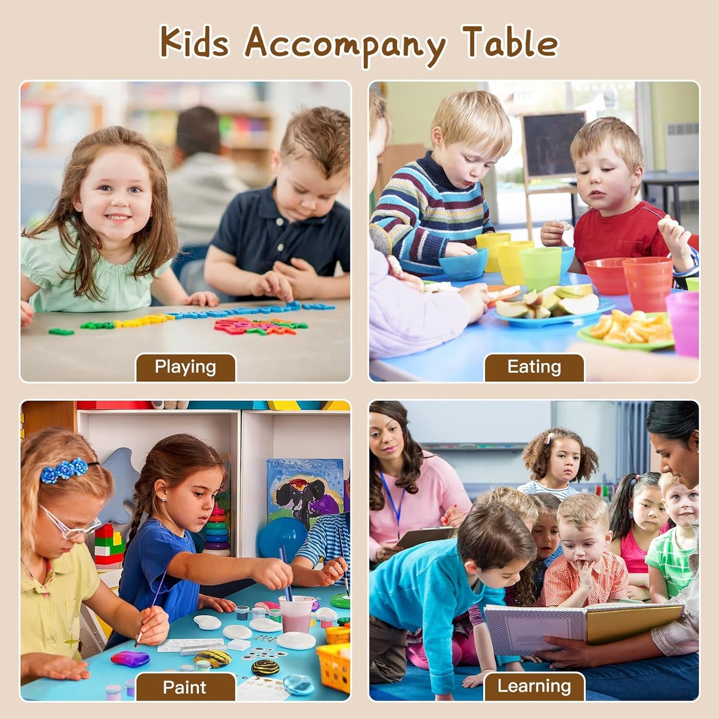 Kids Study Table and 2 Chairs Set,Height Adjustable Table and Chairs for Children and Toddlers,31.5"X23.6"Graffiti Desktop,Suitable for Daycare,Classrooms, Home