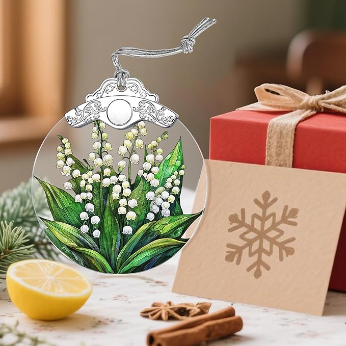 Christmas Ornaments, Flower Ornament, Christmas Tree Ornaments, Xmas Decorations, Holiday Decorations, Gifts for Flower Lovers, Holiday Party Gifts, and Xmas Gift Ideas - Lily of The Valley 