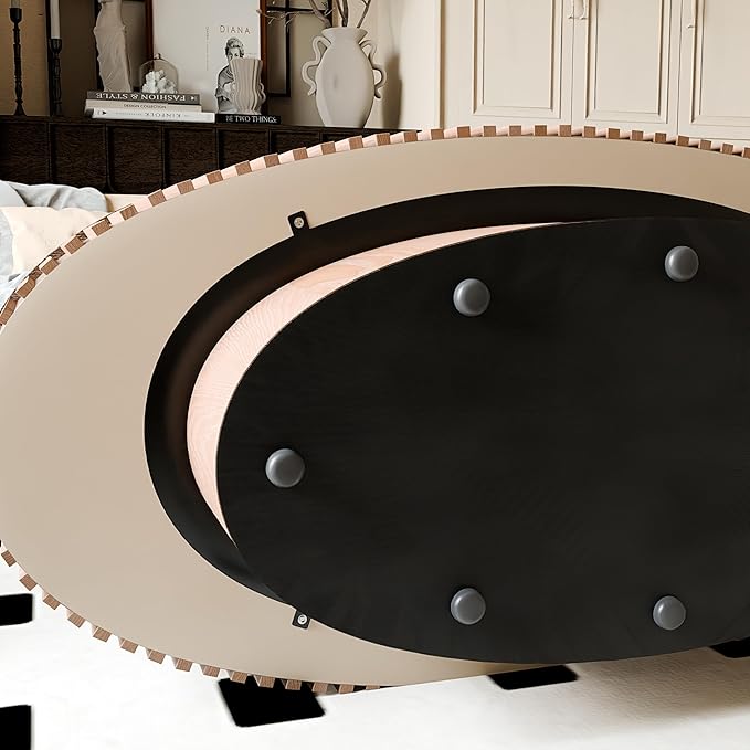 47" Oval Coffee Table with Hidden Storage Compartment, Modern Handcraft Fluted Drum Coffee Table, Wooden Oval Center Table Cocktail Tea Table with Sturdy Pedestal for Living Room, Natural