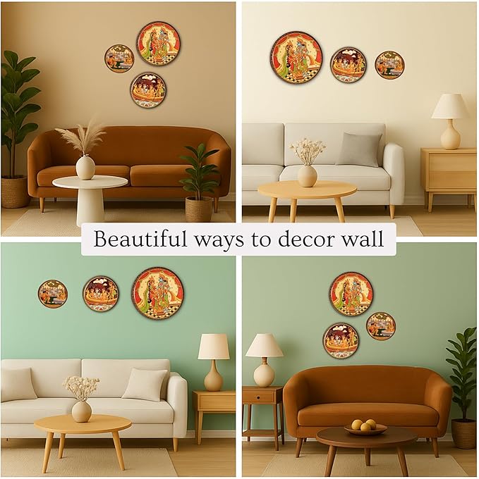 RITUALISTIC Ramayan Wall Plates for Home Decoration & living room | Metal Wall Décor | Devotional Gift | Wall Art | Wall showpiece | Home Décor Christmas Gift Items | Set of 3 plates