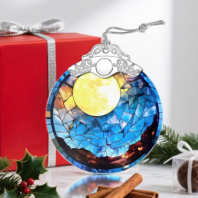 Christmas Ornaments: Stained Glass Ornament, Christmas Tree Ornament, Hanging Ornaments for Home Decor & Xmas Tree Decorations â Exquisite Holiday Decor, Gifts & Holiday Present - Full Moon