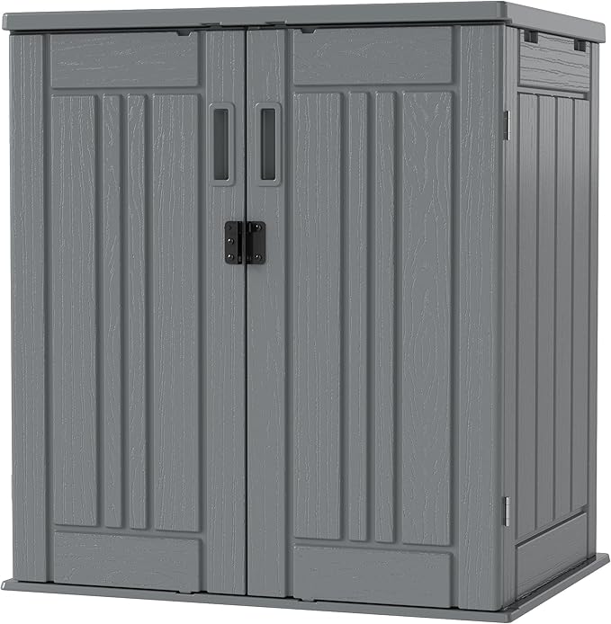 EHHLY Heavy Duty Small Storage Cabinet Outdoor Weatherproof, 14 Cuft Garage Storage Cabinet with 2 Adjustable Shelves, Lockable Kitchen Pantry Closer Organizer, 31Wx23Lx34H, Sage Grey