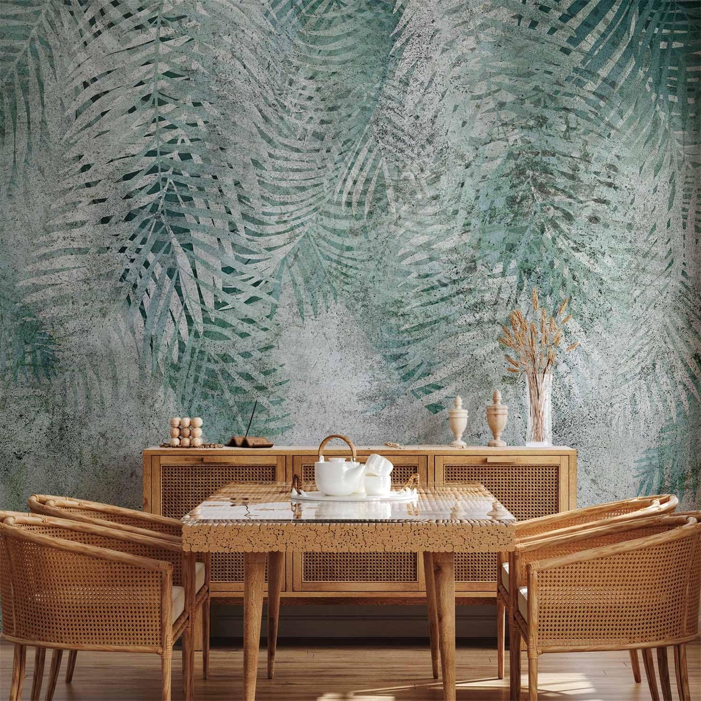 artgeist Premium Wall Mural Leaves 177x124 in - XXL Non-Woven Wallpaper Fleece Wall Decor Photo Print Picture Image Design Nature Botanical Plants Palm Abstract b-C-0861-a-a