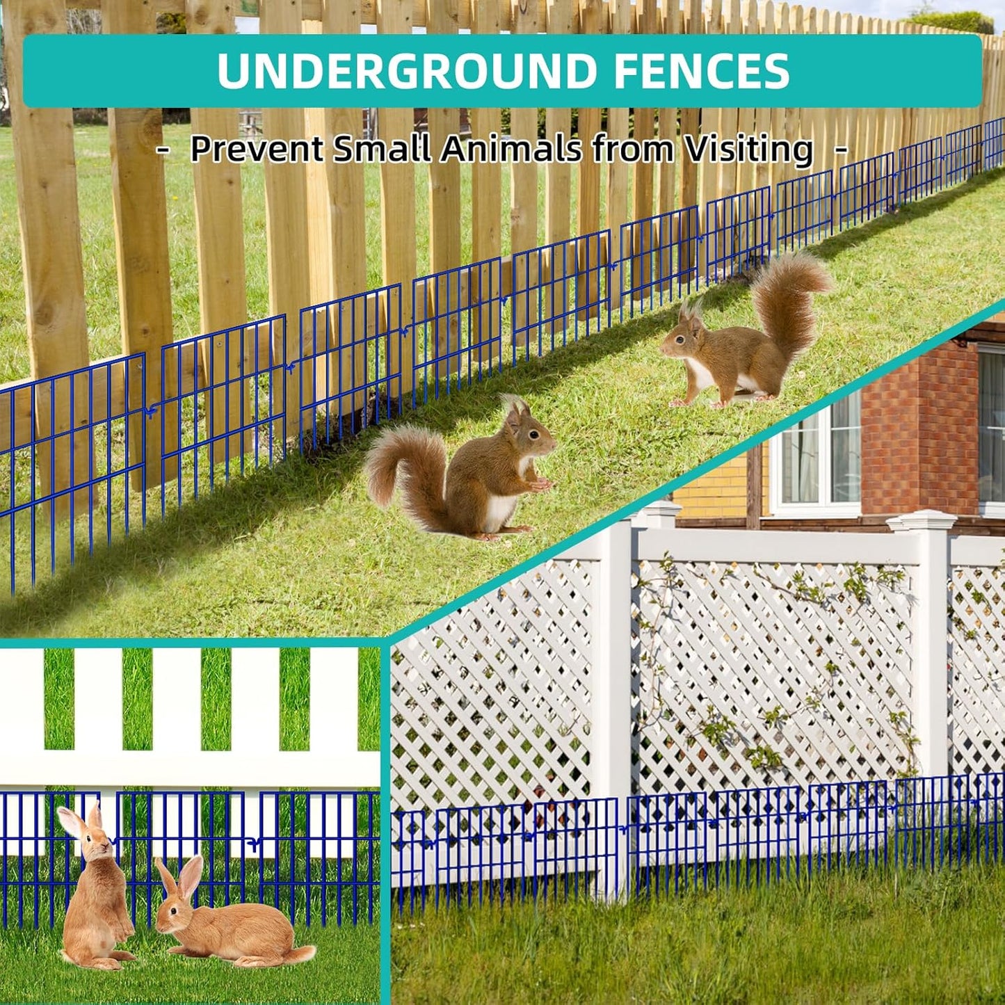Animal Barrier Fence, 25 Panels No Dig Fences, 17in(H) X 27ft(L) Garden Fence Animal Barrier for Rabbits and Dog Under Fencing Barrier, Rustproof Metal Fences Border for Outdoor, Yard, Patio