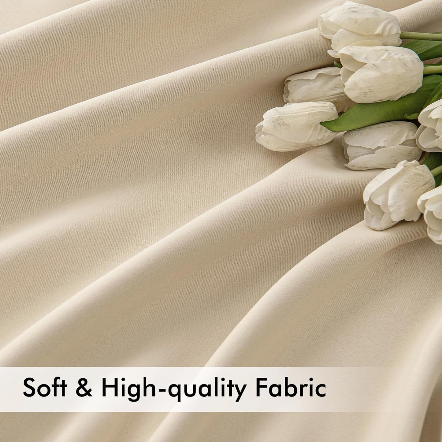MIULEE Cream Beige Back Tab Light Blocking Curtains 100 Inch Length 2 Panels Set for Living Room Bedroom Privacy, Rod Pocket/Pinch Pleat Thermal Insulated Room Darkening Pleated Blackout Drapes