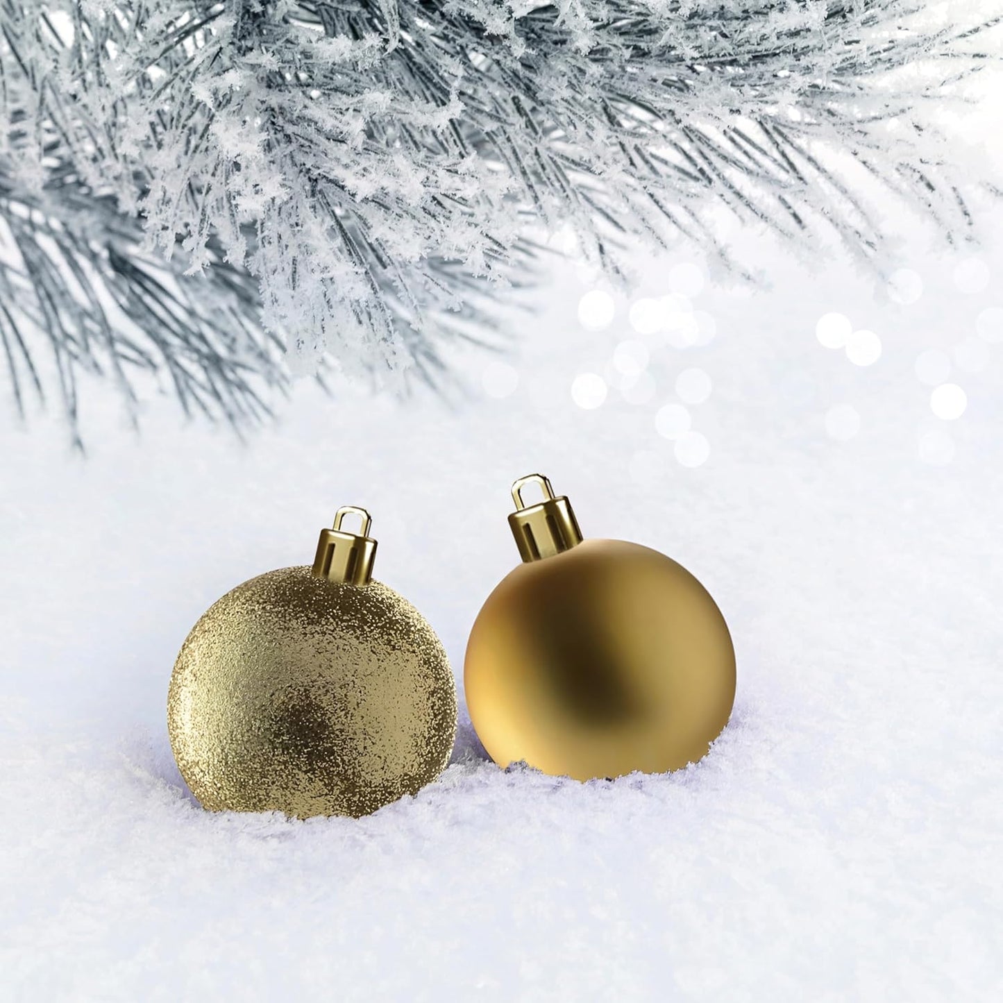 PREXTEX Christmas Ornaments Gold Set - 36-Piece Shatterproof Gold Ornaments for Christmas Tree, Holiday, Wreath, and Party Decorations - Assorted Sizes in Small, Medium, Large