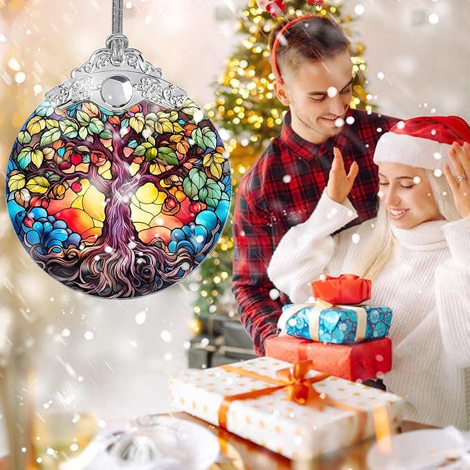 Tree of Life Christmas Ornament, Stained Glass Decor, Gifts & Holiday Ideas