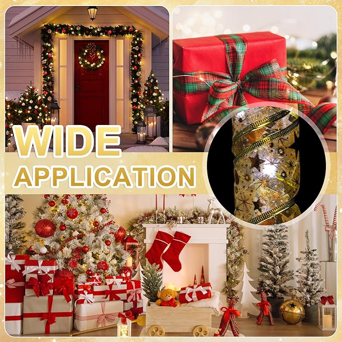 uxcell LED Lights Copper Wire Ribbon, 9.84Ft 30 Battery Powered Christmas Tree Decorations String for Party Weddings Christmas Tree (Gold, White Light)