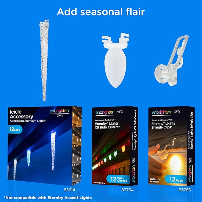 Enbrighten VIBE Eternity Permanent Outdoor Lights, 50ft, 36 RGBWIC LEDs, Smart Everyday Accent Lights, IP67 Waterproof, Compatible with Alexa, Google Home, White, 81102