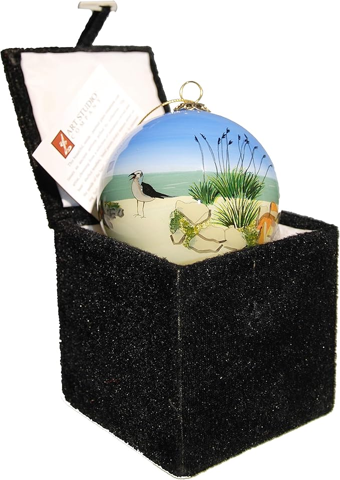 Blown Glass Christmas Ornament | Beach & Bird St. Augustine | Hand Painted Inside | Original Art | Includes Gift Box