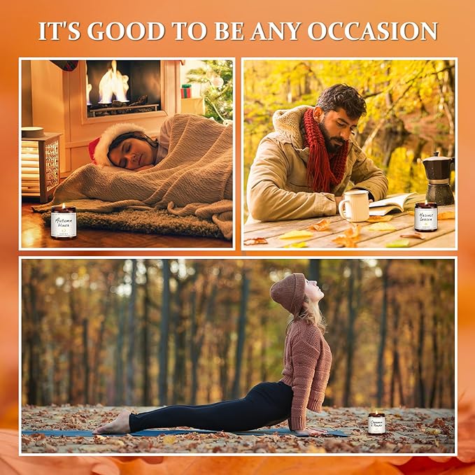 Auelife Fall Candle, Autumn Wreath Scented Soy Candles for Home, Aromatherapy Candle Gift Set for Women & Men, Cozy Fall Dรฉcor, 7oz โ Perfect for Autumn Relaxation and Home Ambiance