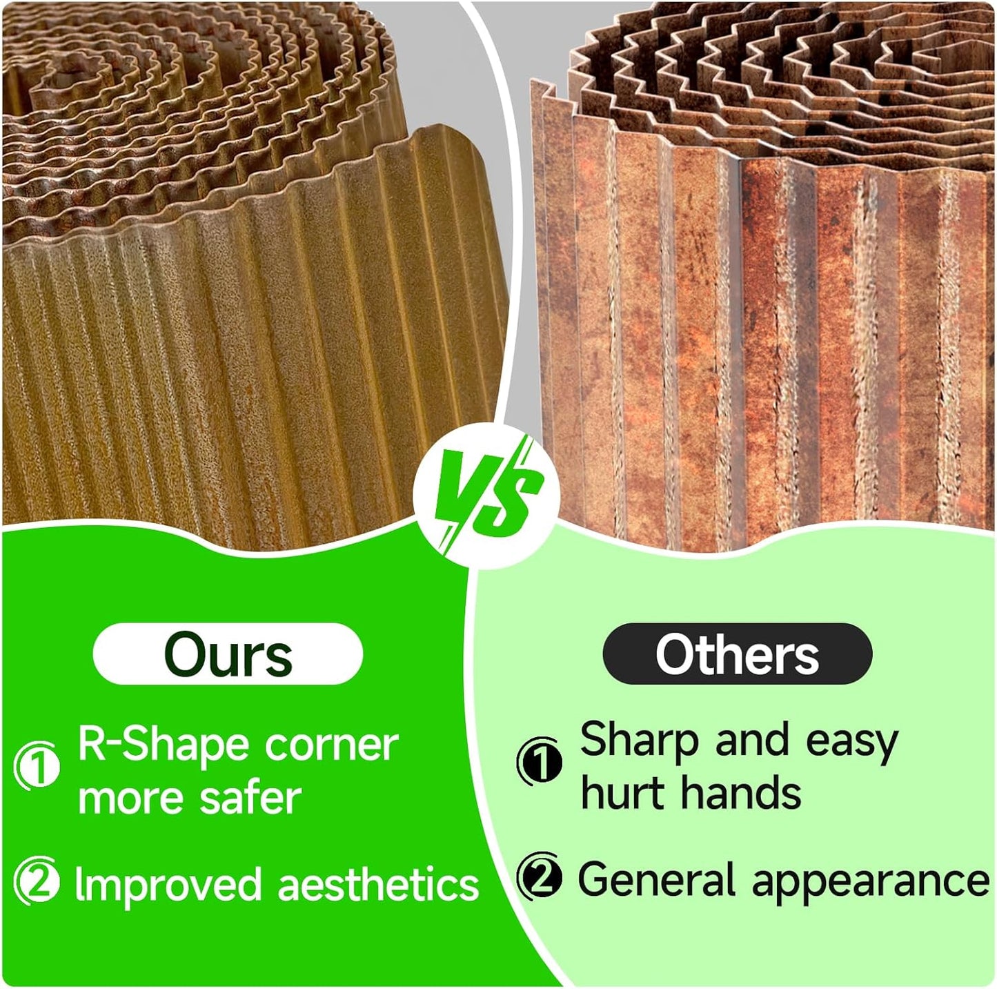Corrugated Garden Edging, 6"×10Ft Pre-Rusted Landscape Edging & Lawn Edging Border, Metal Garden Border for Flower Beds, Garden,Lawn,Raised Beds & Tree Surrounds