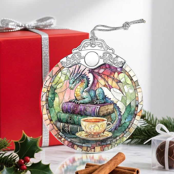 Stained Glass Ornament, Christmas Ornament, Hanging Ornaments for Home Decor & Christmas Tree Ornaments â Exquisite Holiday Decor, Xmas Gifts & Holiday Present - Dragon's Tea Time