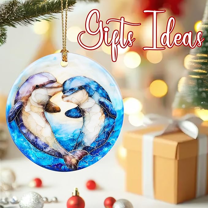 Christmas Ornaments, Dolphin Ornament, Christmas Tree Ornaments, Xmas Decorations, Holiday Decorations, Gifts for Dolphin Lovers, Holiday Party Gifts, and Xmas Gift Ideas