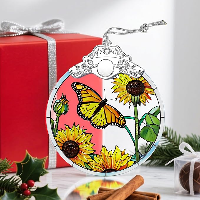 Stained Glass Ornament, Christmas Ornament, Hanging Ornaments for Home Decor & Christmas Tree Ornaments â Exquisite Holiday Decor, Xmas Gifts & Holiday Present - Monarch Butterfly