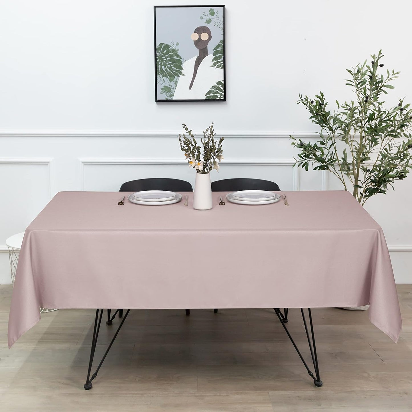 sancua Rectangle Tablecloth - 54 x 120 Inch - Stain and Wrinkle Resistant Washable Polyester Table Cloth, Decorative Fabric Table Cover for Dining Tables, Buffet Parties and Camping, Blush