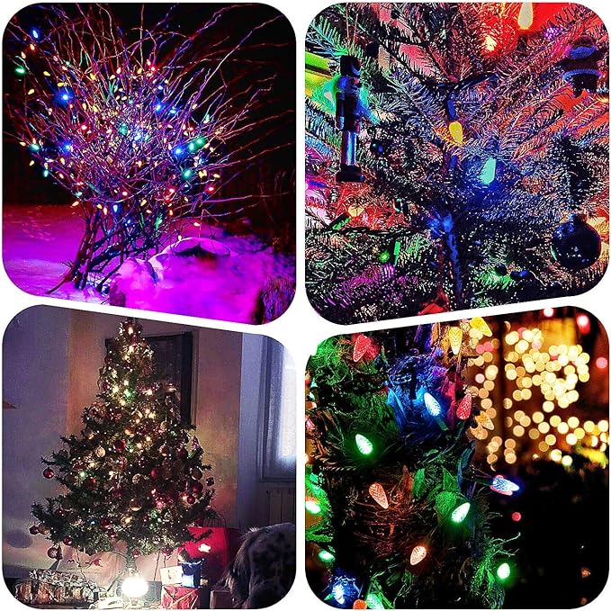 Battery Operated Christmas Lights - 18ft 50 LED C3 String Lights Xmas Lights Battery Powered Twinkle Lights for Indoor Outdoor Christmas Tree Wreath Party Decoration, Waterproof, Multicolor