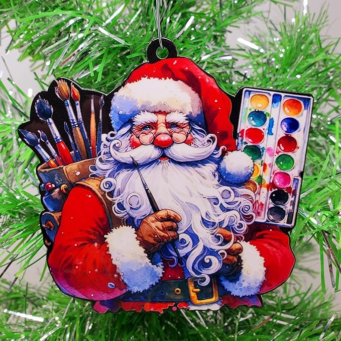 Art Santa Claus Ornament - Artist Painter Santa Christmas Ornament
