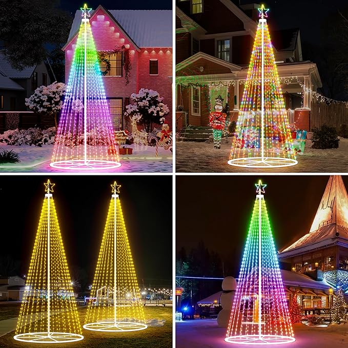 Led Outdoor Christmas Tree, 20 FT Prelit Smart Outside Christmas Tree Light Show App Control with 1512 LED Lights Color Changing Sync APP & Remote Control Lighting