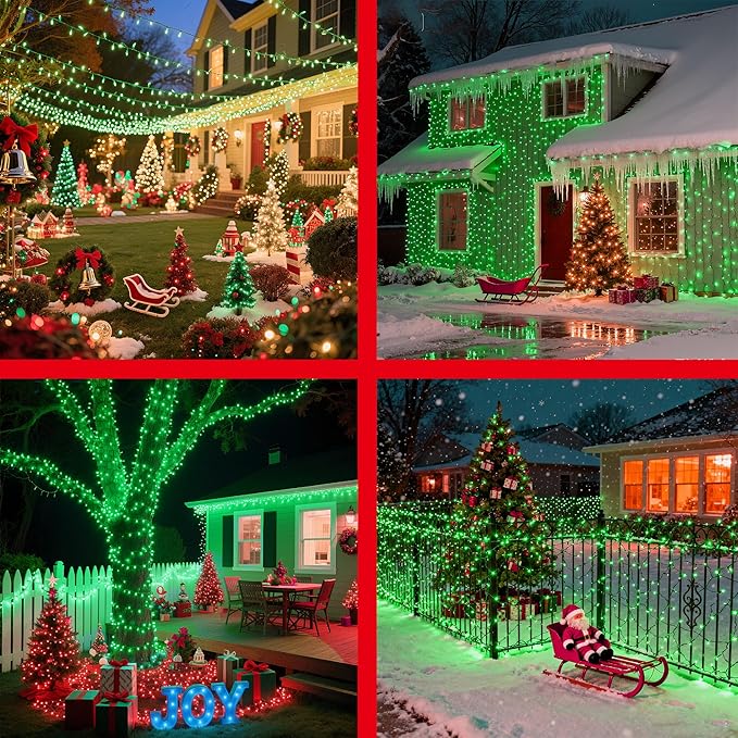 470FT 1500LED Christmas Lights, 12 Modes Green Outdoor String Lights with Timer & Dimmable, Waterproof Green Wire Christmas String Lights for Indoor Tree Xmas Patio Fence Balcony Garden Party Decor