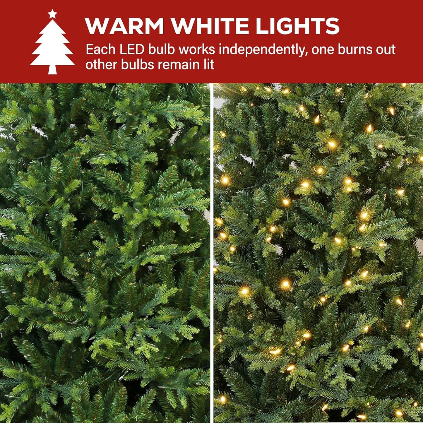 Hykolity 12 ft Prelit Christmas Tree, Artificial Christmas Tree with 850 Warm White Lights, 8109 Branch Tips, Metal Stand and Hinged Branches for Holiday, Decoration