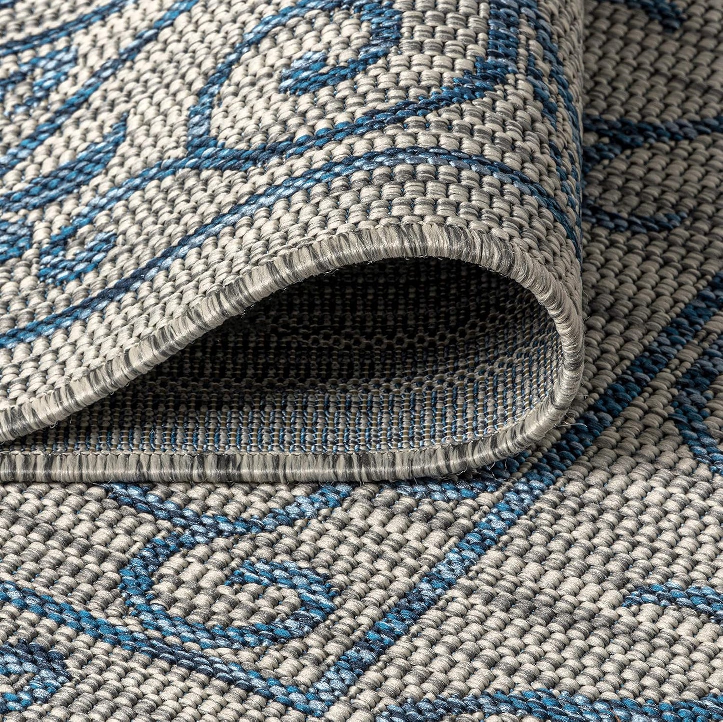 JONATHAN Y Vintage Filigree Indoor Outdoor Area Rug 8X10 Gray/Navy, Charleston Textured Weave for Backyard, Patio, Porch, Easy-Cleaning, High Traffic, Pet-Friendly, Non-Shedding (SMB106C-8)