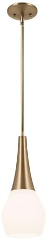 Kichler Deela 17” Pendant Light for Kitchen Island in Champagne Bronze with Satin Etched Cased Opal Glass, 1-Light Hanging Lamp, 52529CPZ