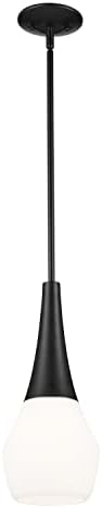 Kichler Deela 17 Inch 1 Light Pendant with Satin Etched Cased Opal Glass in Black