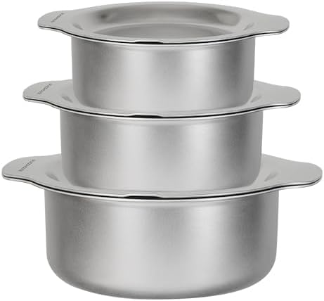 6-Piece Food-Grade 304 Stainless Steel Kitchenware Set (with Scratch-Resistant Finish), Heat-Resistant - Comes With Free Heat-Resistant Silicone Gloves And Lid Knobs, Suitable For Frying, Boiling