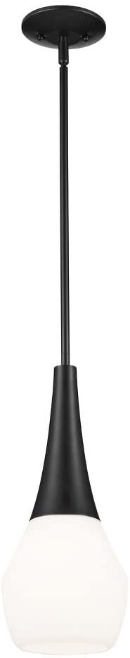 Kichler Deela 17 Inch 1 Light Pendant with Satin Etched Cased Opal Glass in Black