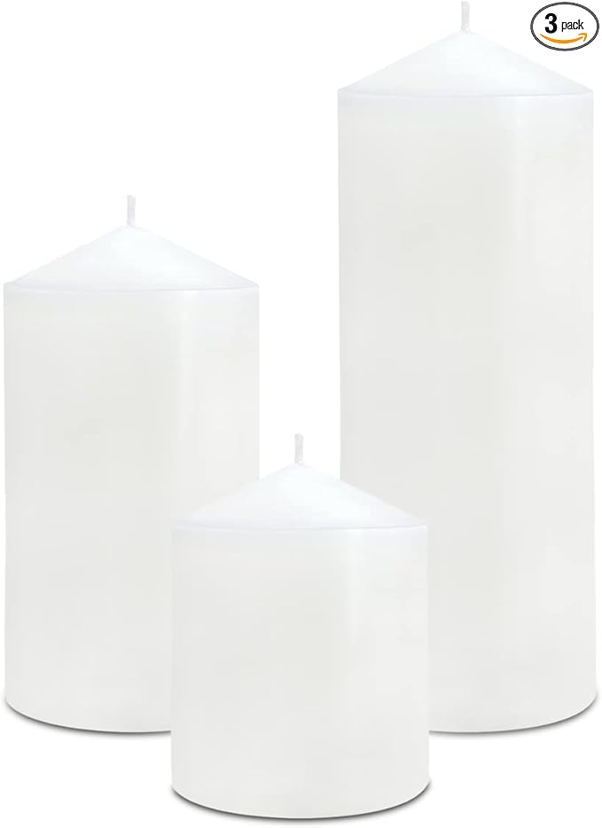 Pillar Candles 3 x 4, 6, and 8 inches, Large Handmade Candles Set of 3, Decorative Candles for Wedding, Home Decoration, Dinner, Church, Multiple Colors Available