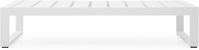ZURI Modern Kore Outdoor Retangular Coffee Table with Powder Coated Aluminum Frame in White