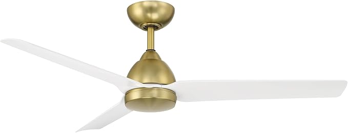 WAC F-001-SB/MW Mocha 54" Outdoor Ceiling Fan with Remote, Soft Brass Matte White